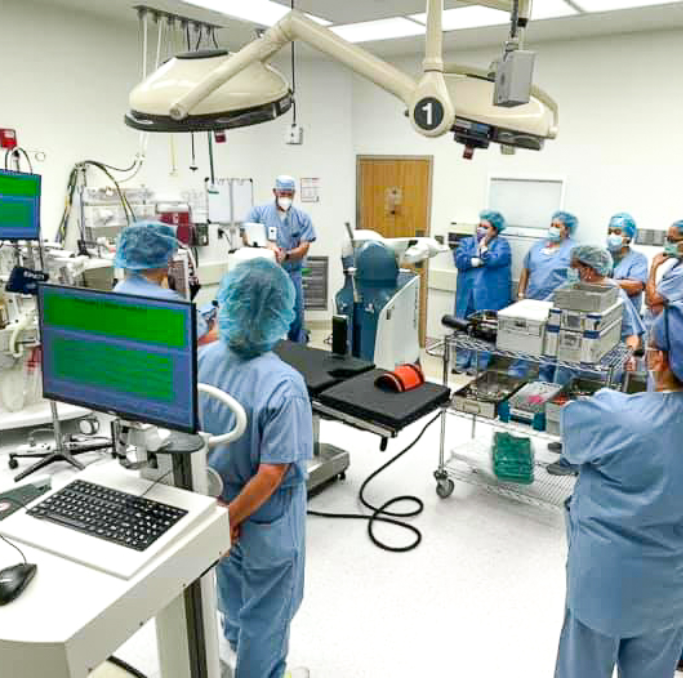 Patient receiving total knee replacement consultation